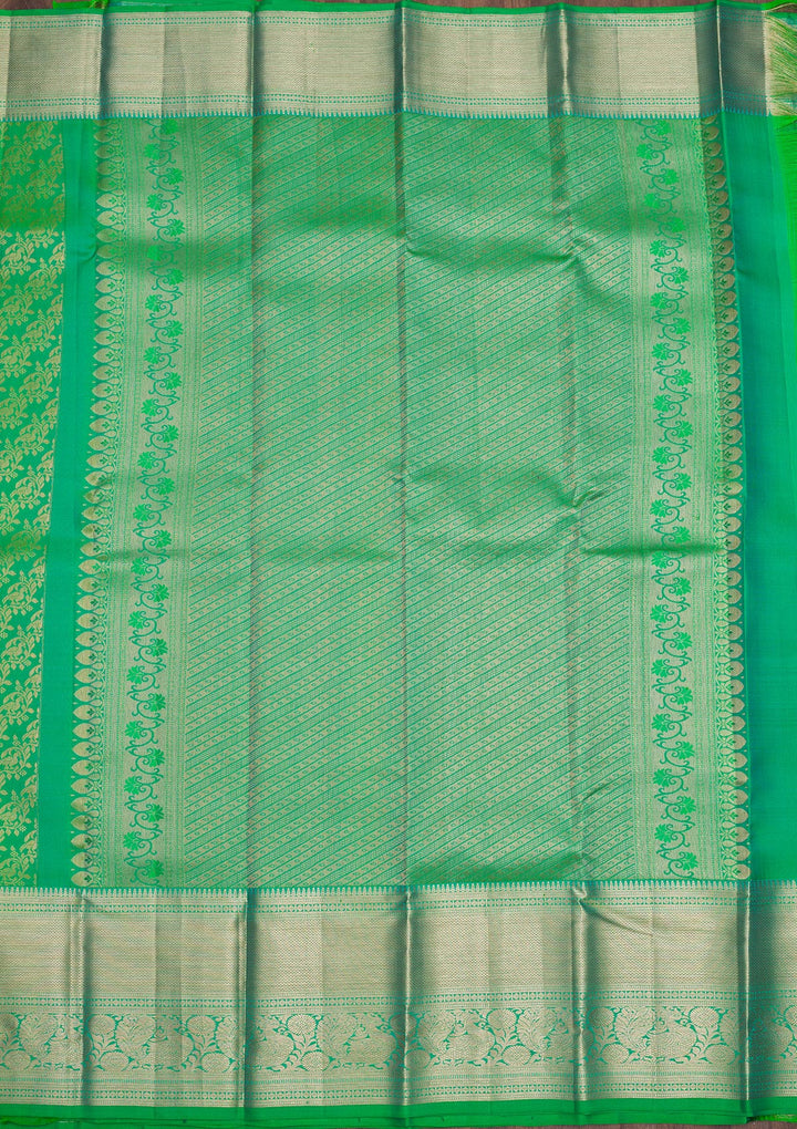 Parrot Green Zariwork Pure Silk Saree