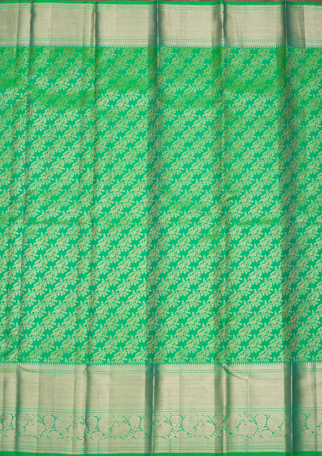 Parrot Green Zariwork Pure Silk Saree