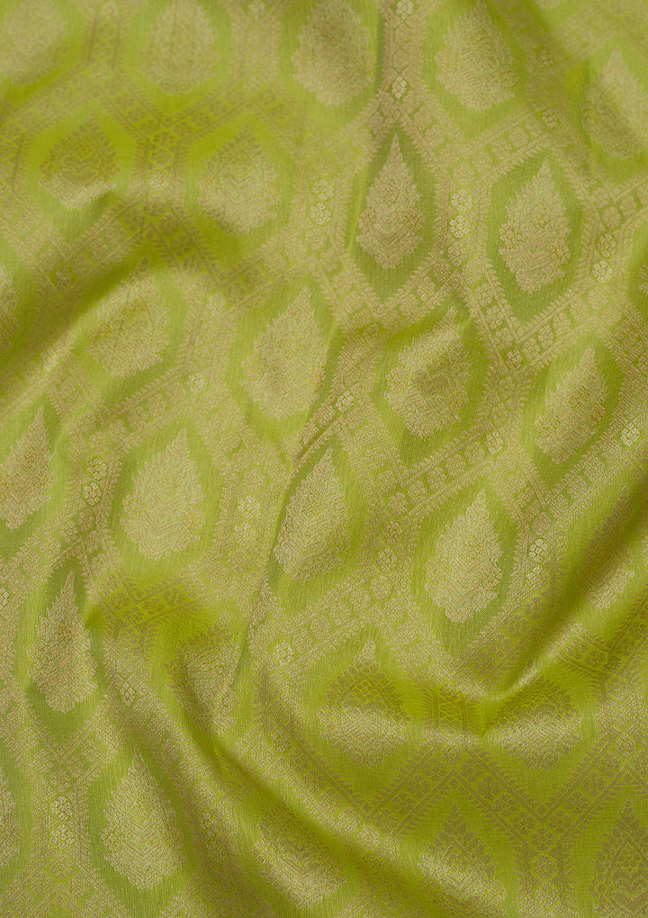 Parrot Green Zariwork Pure Silk Saree
