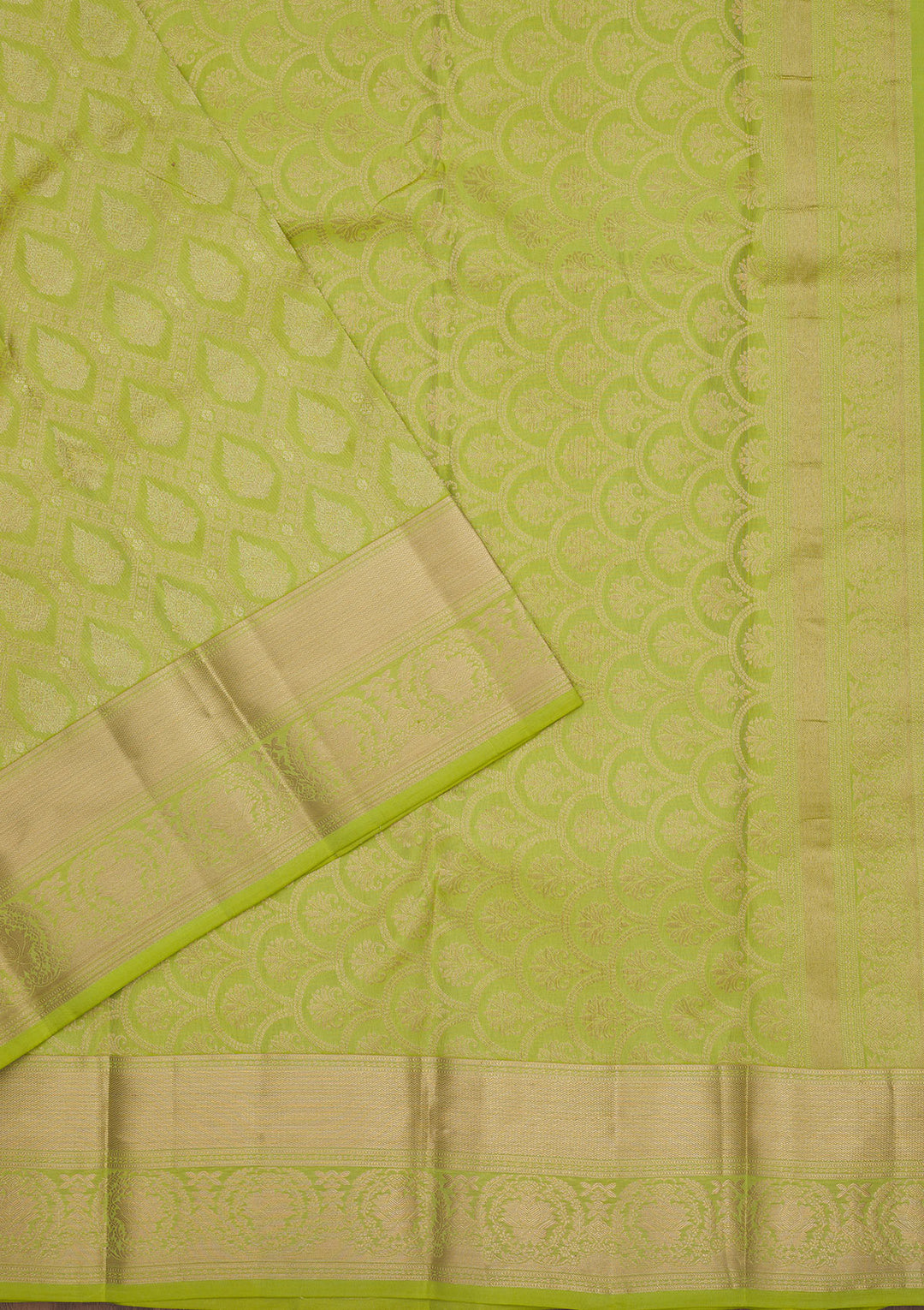 Parrot Green Zariwork Pure Silk Saree