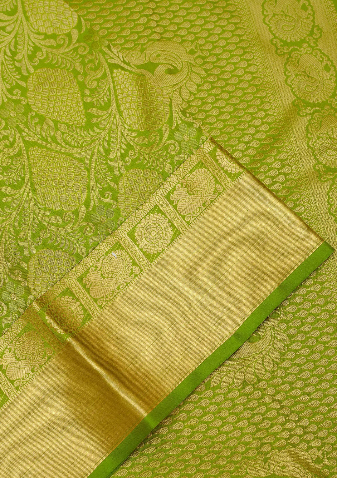 Parrot Green Zariwork Pure Silk Saree