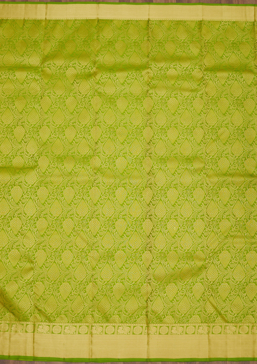 Parrot Green Zariwork Pure Silk Saree