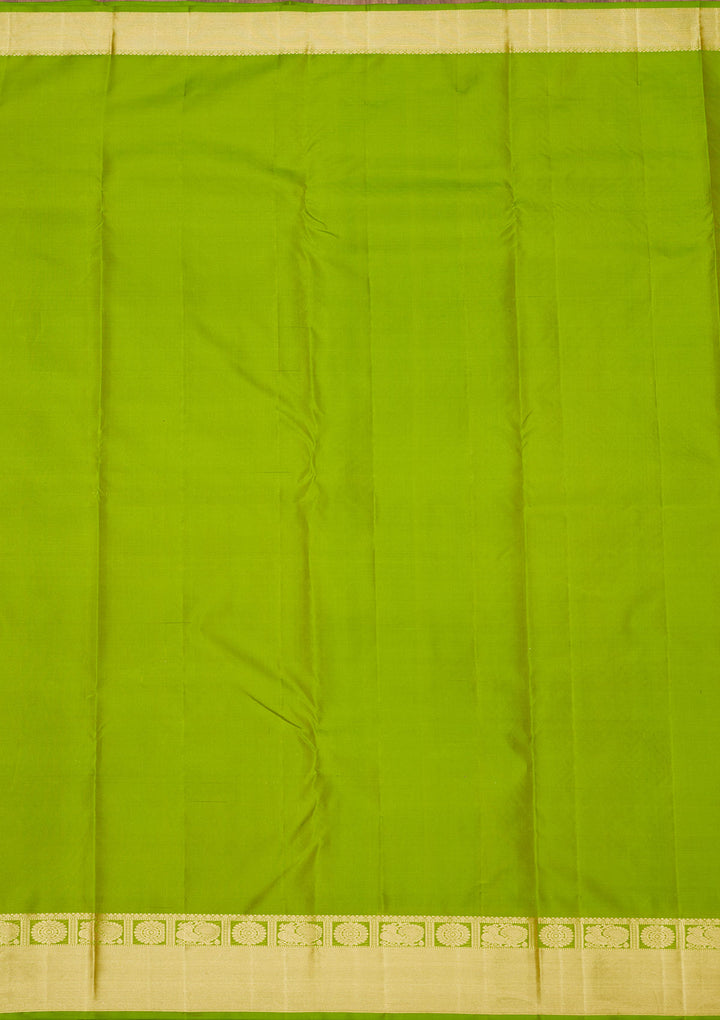 Parrot Green Zariwork Pure Silk Saree