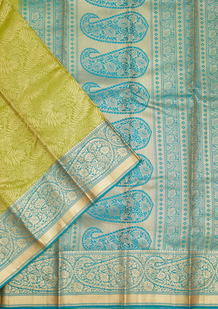 Parrot Green Zariwork Pure Silk Saree