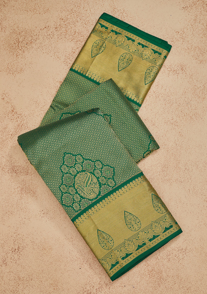 Rama Green Zariwork Pure Silk Saree