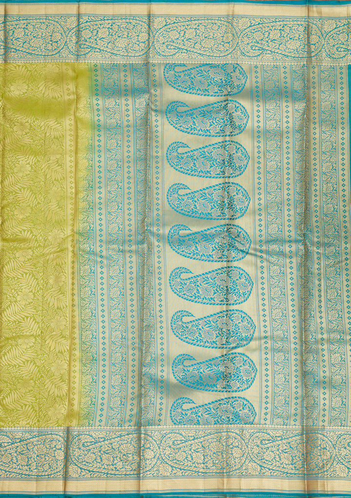 Parrot Green Zariwork Pure Silk Saree