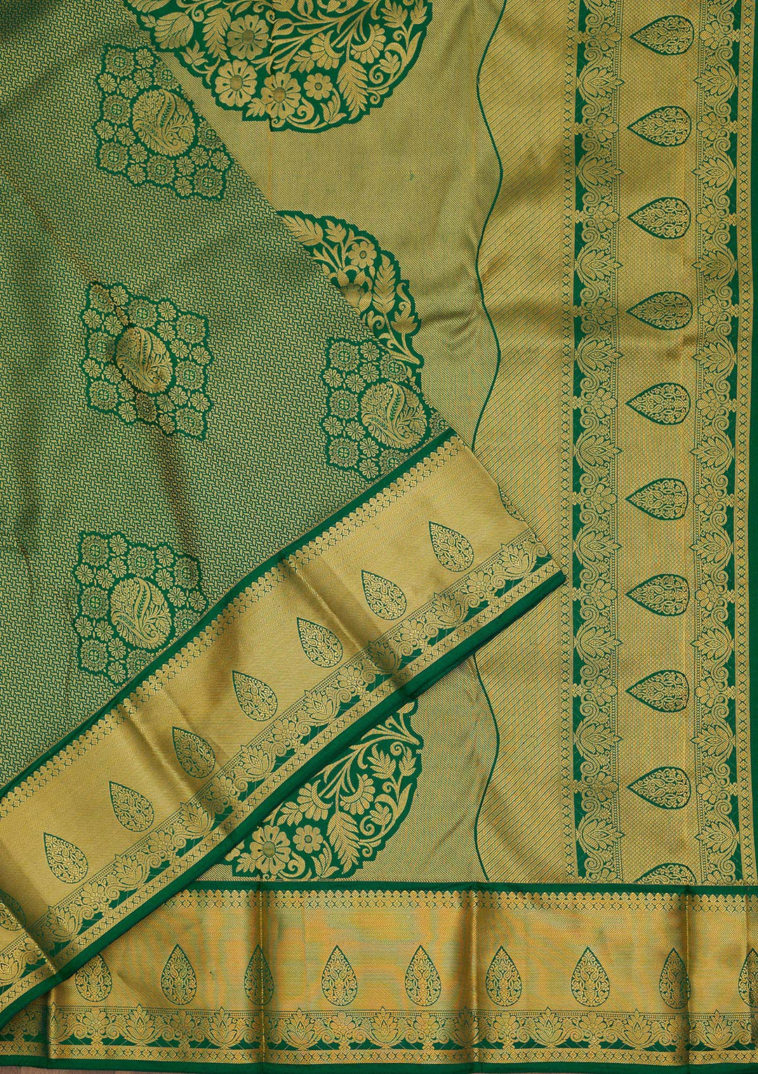 Rama Green Zariwork Pure Silk Saree