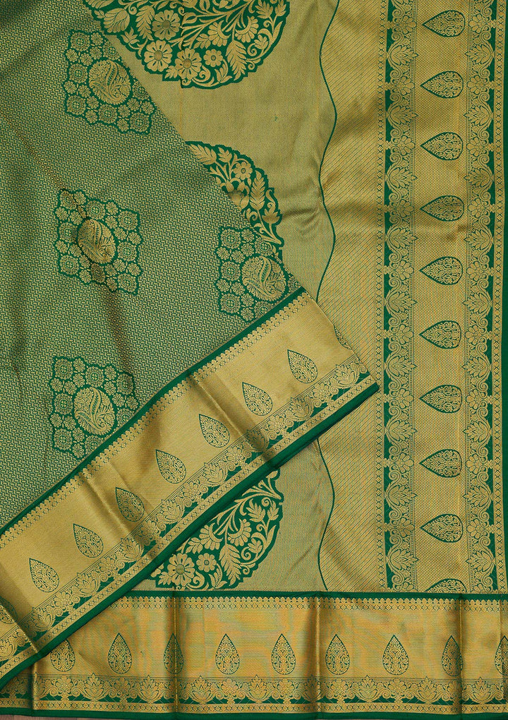 Rama Green Zariwork Pure Silk Saree