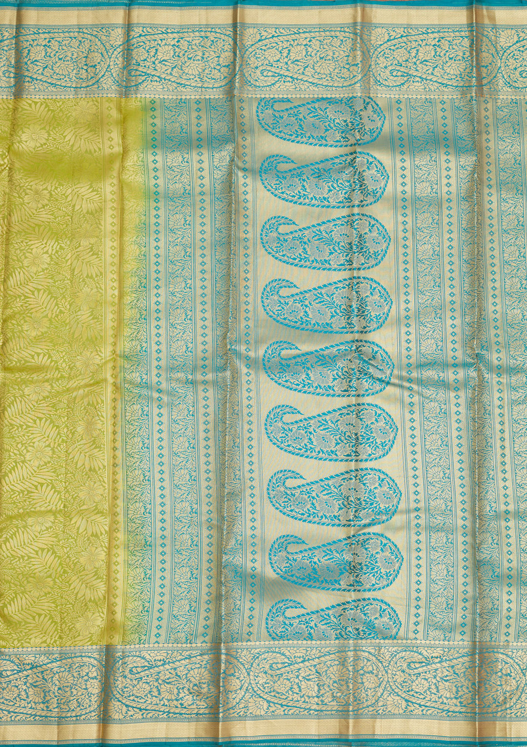 Parrot Green Zariwork Pure Silk Saree