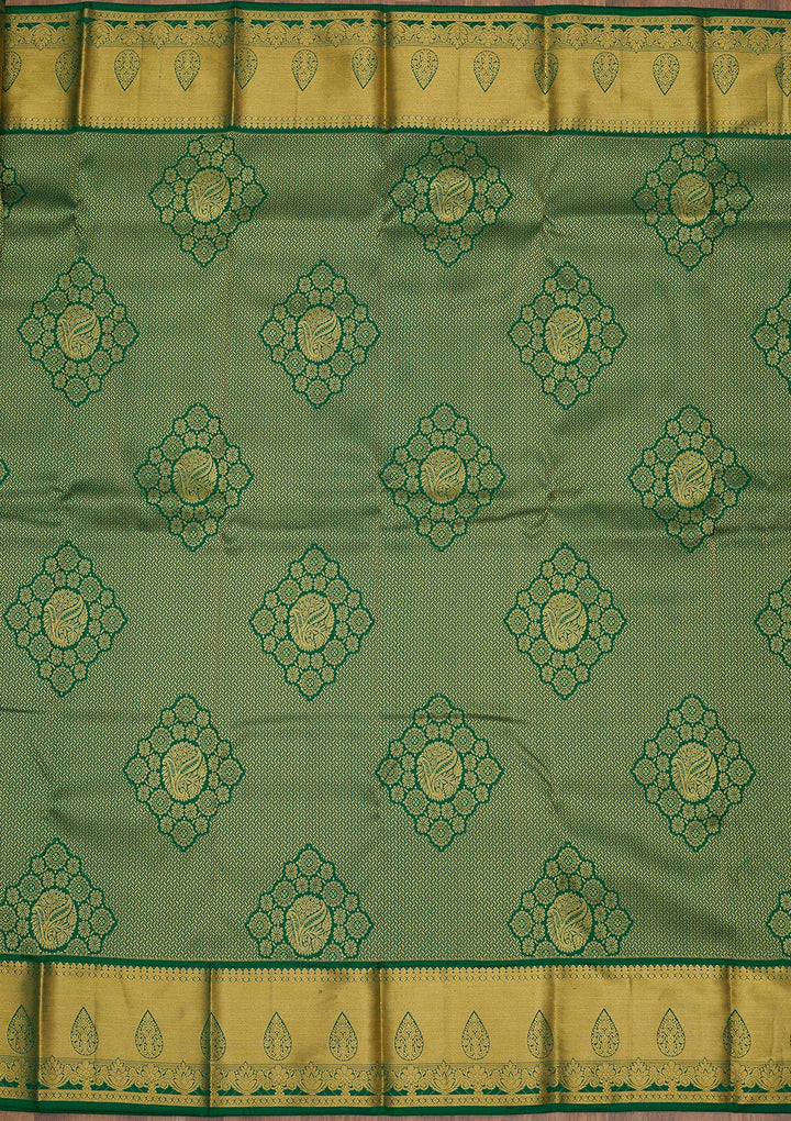 Rama Green Zariwork Pure Silk Saree