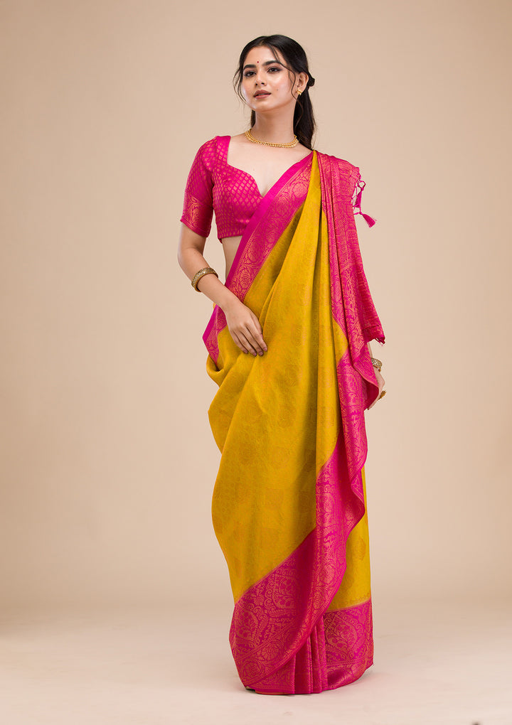 Parrot Green Zariwork Soft Silk Saree