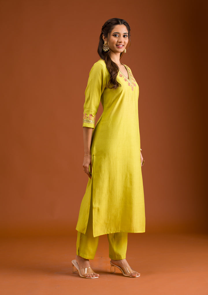 Parrot Green Zariwork Tissue Readymade Salwar Suit
