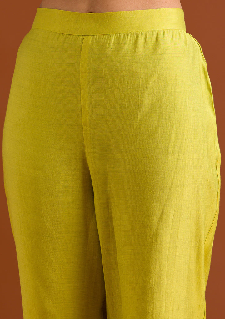 Parrot Green Zariwork Tissue Readymade Salwar Suit