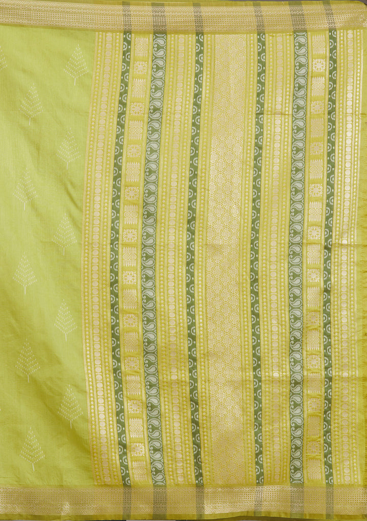 Parrot Green Zariwork Tissue Saree