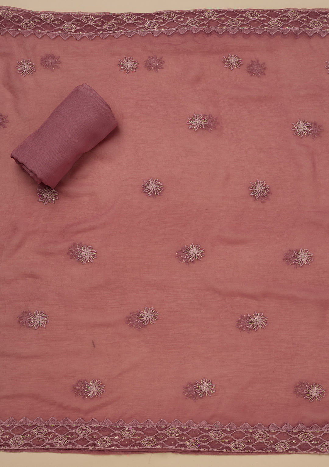 Onion Pink Chikankari Georgette Unstitched Salwar Suit