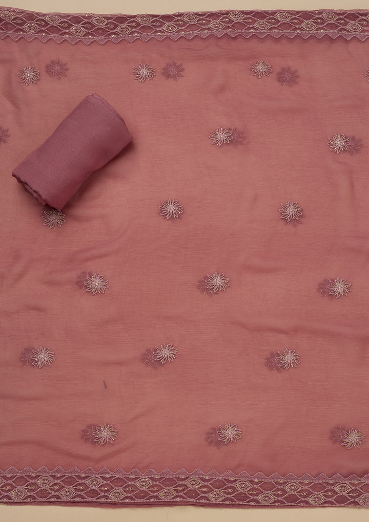 Onion Pink Chikankari Georgette Unstitched Salwar Suit
