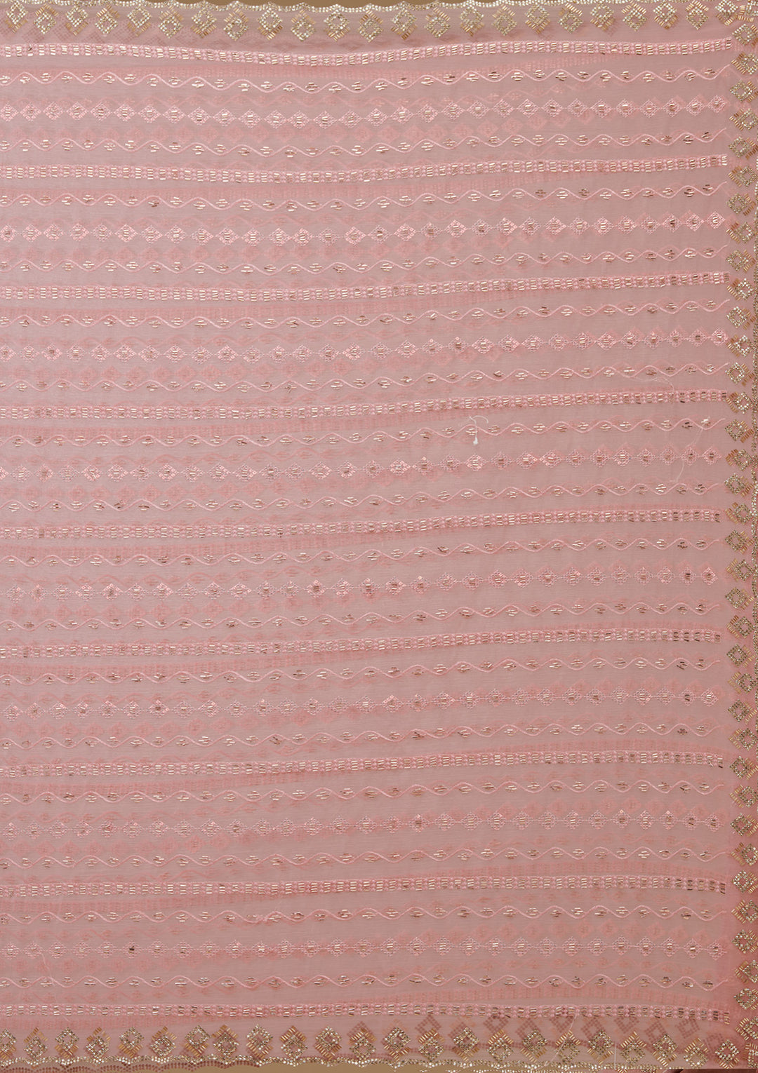 Peach Cutdana Chiffon Saree
