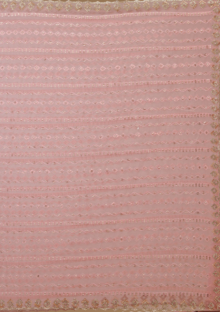Peach Cutdana Chiffon Saree