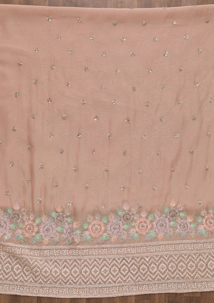 Peach Cutdana Tissue Unstitched Salwar Suit