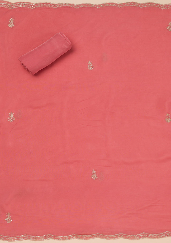 Peach Cutdana Tissue Unstitched Salwar Suit