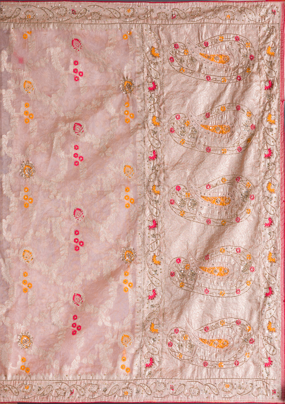 Peach Cutdana Tissue Saree