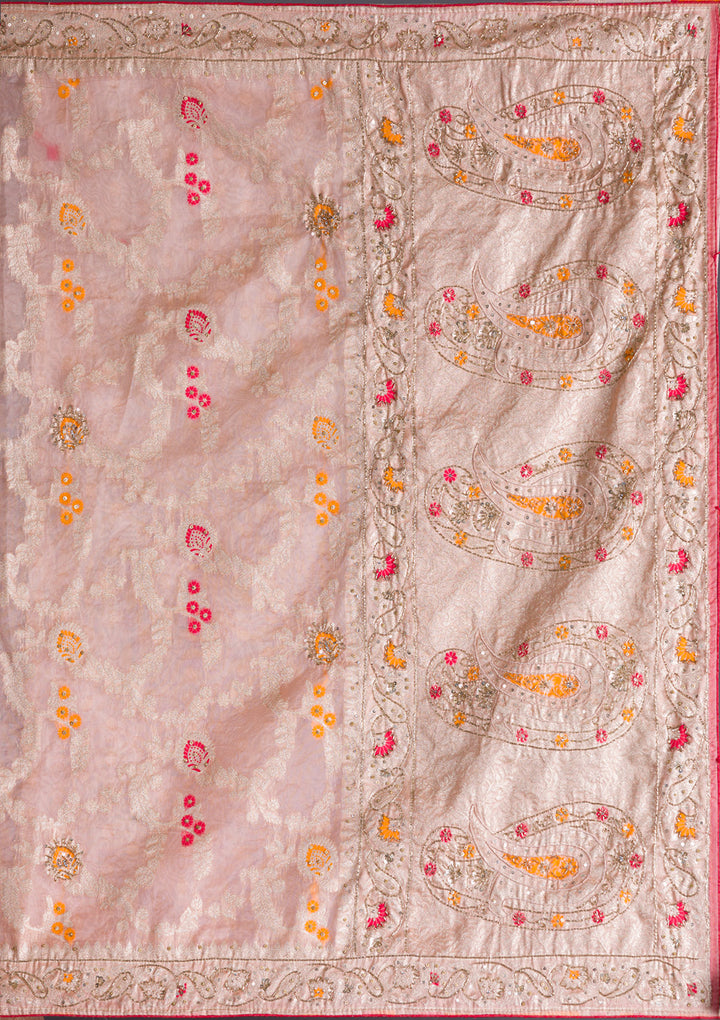 Peach Cutdana Tissue Saree