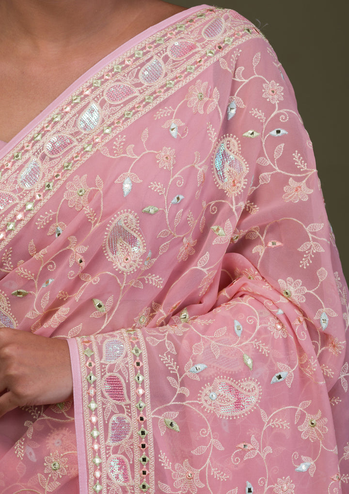 Peach Gotapatti Georgette Saree