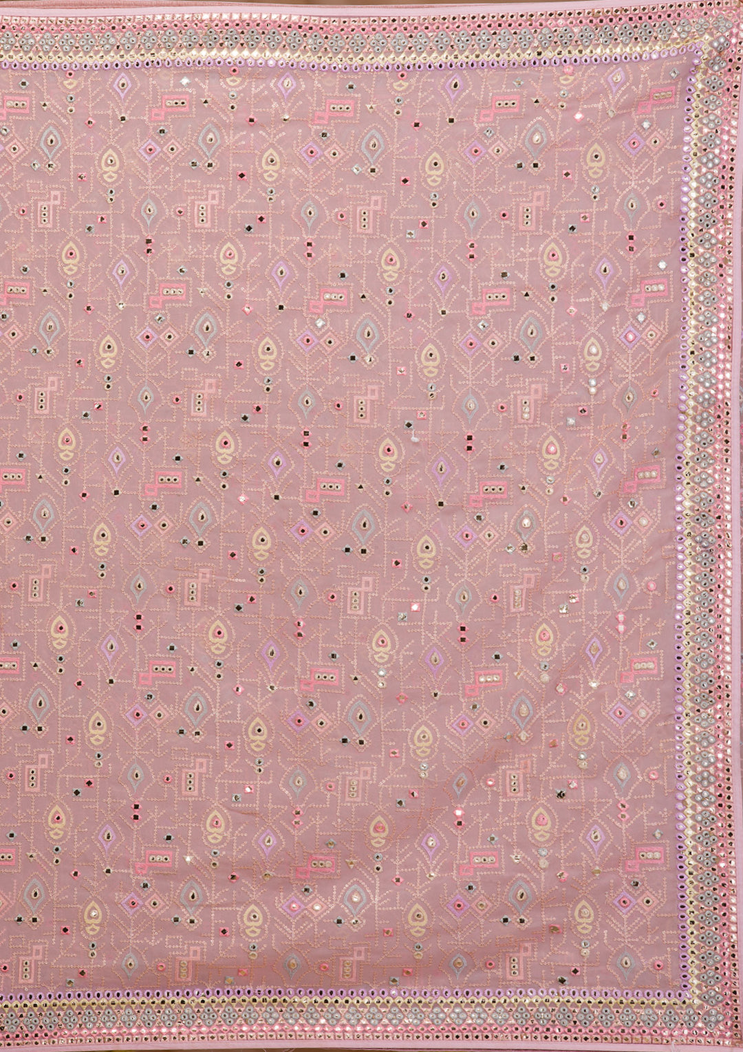 Peach Gotapatti Geogette Saree