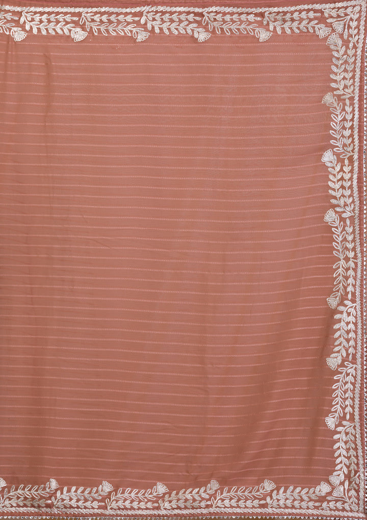 Peach Gotapatti Georgette Saree