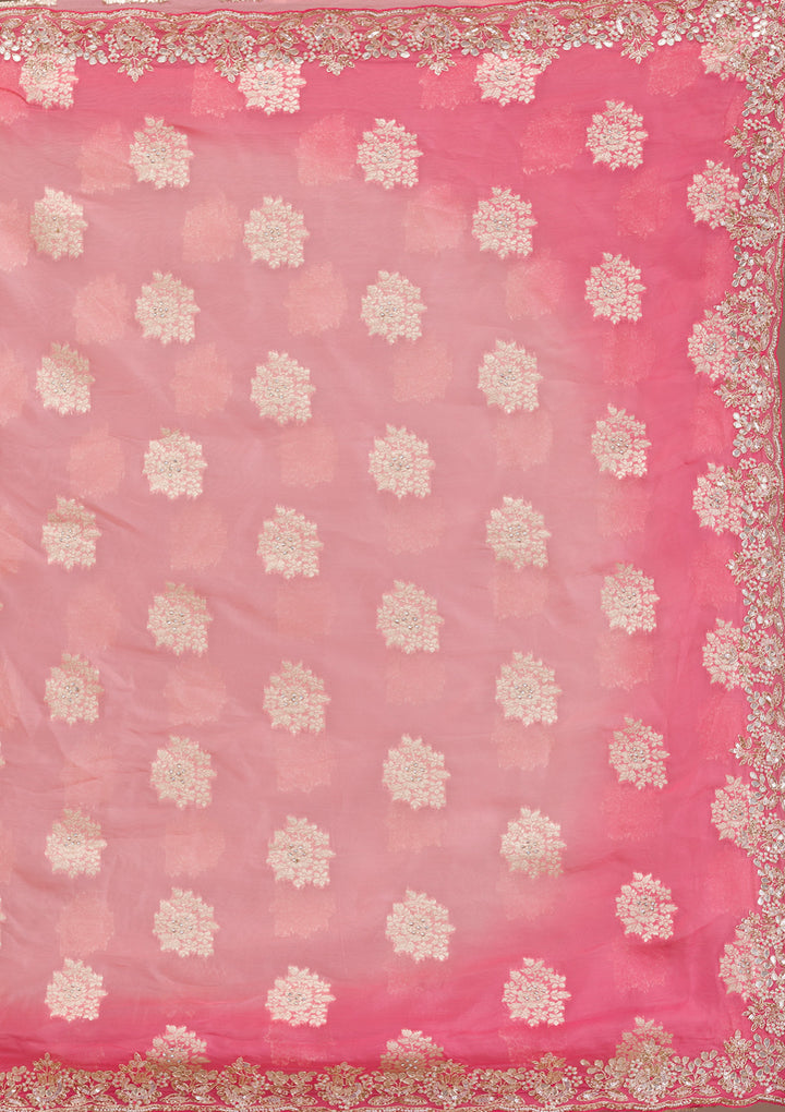 Peach Ombre Organza Saree