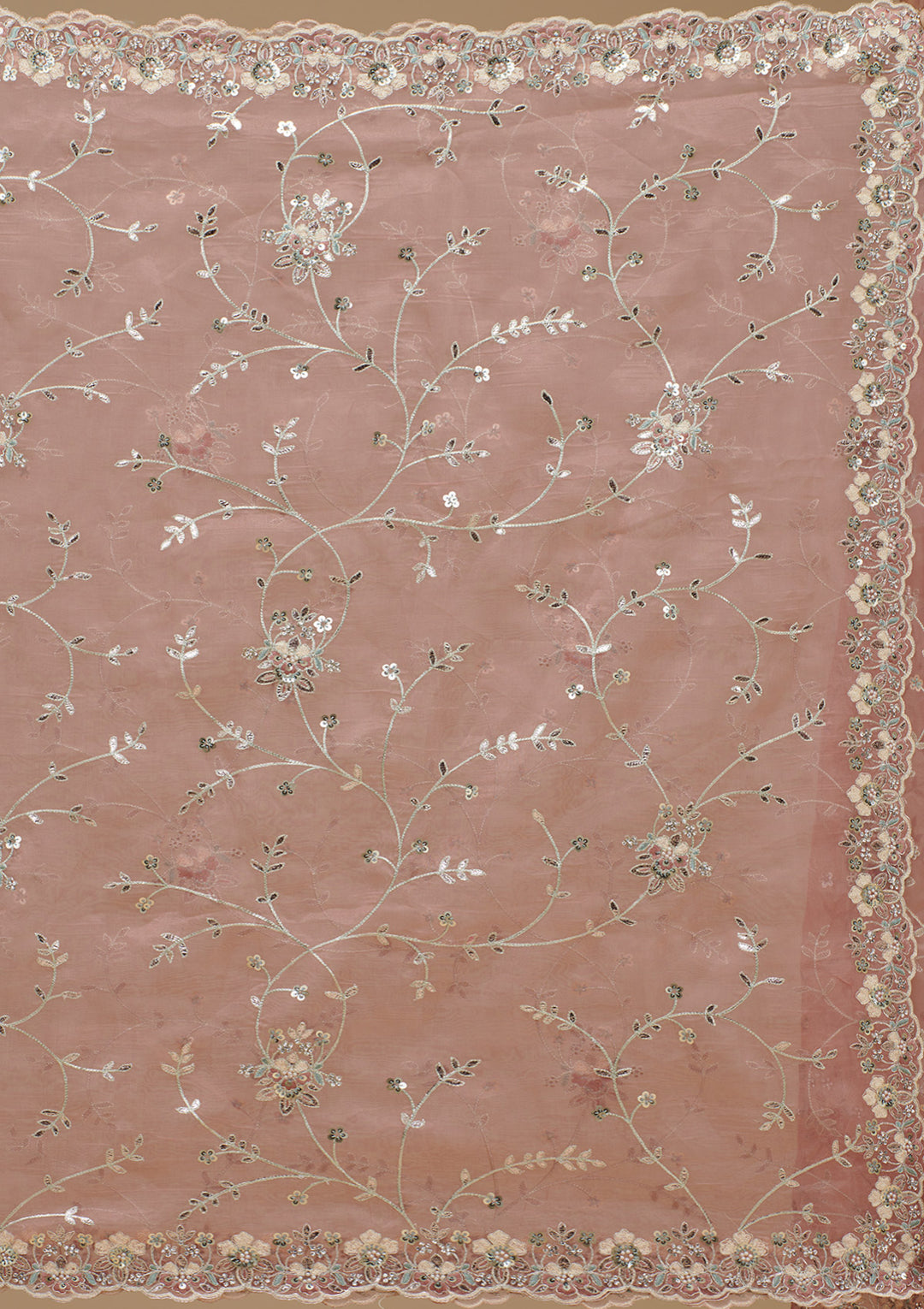 Peach Gotapatti Tissue Saree