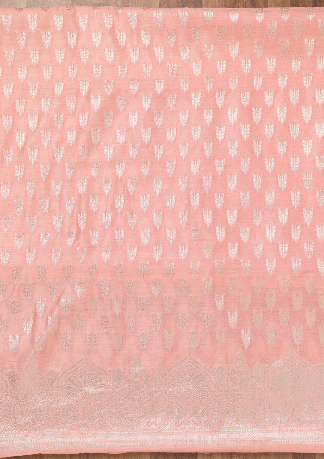 Peach Zariwork Banarasi Unstitched Salwar Suit