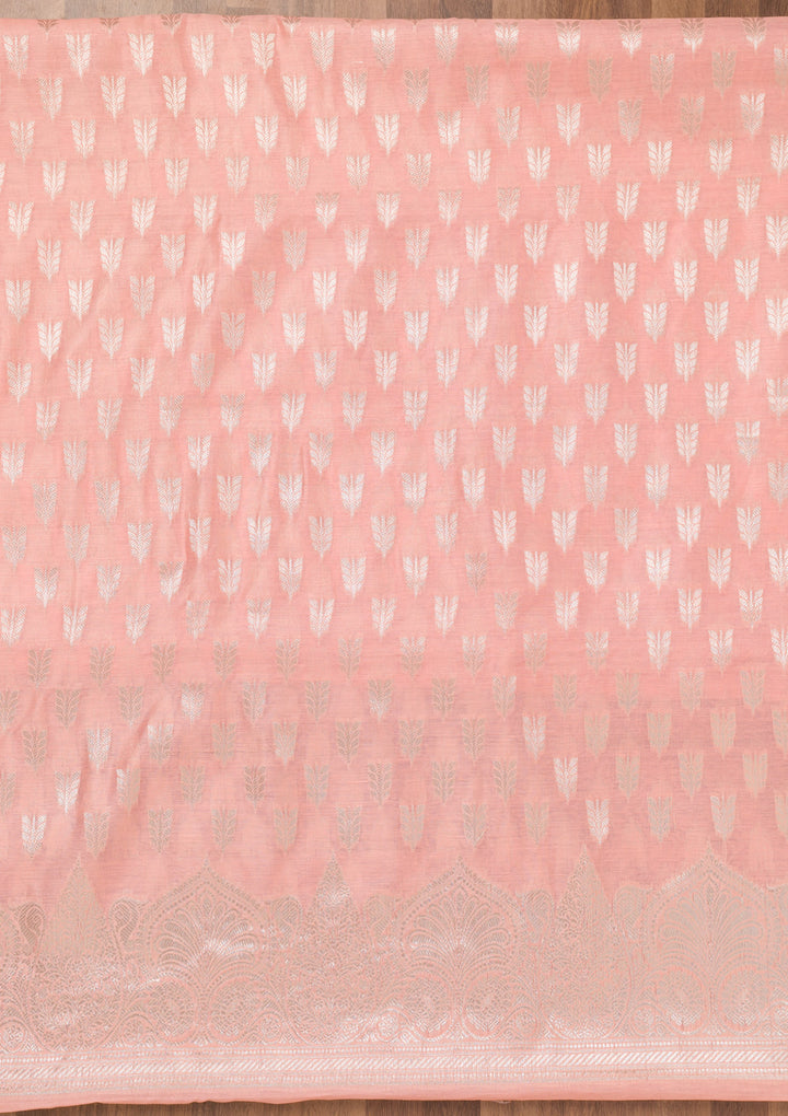 Peach Zariwork Banarasi Unstitched Salwar Suit