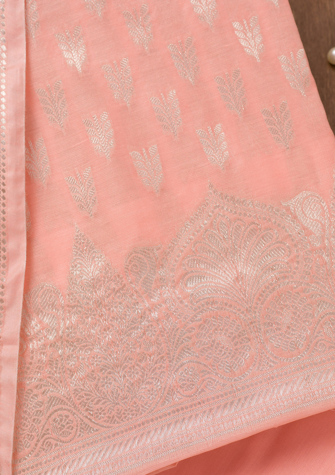 Peach Zariwork Banarasi Unstitched Salwar Suit