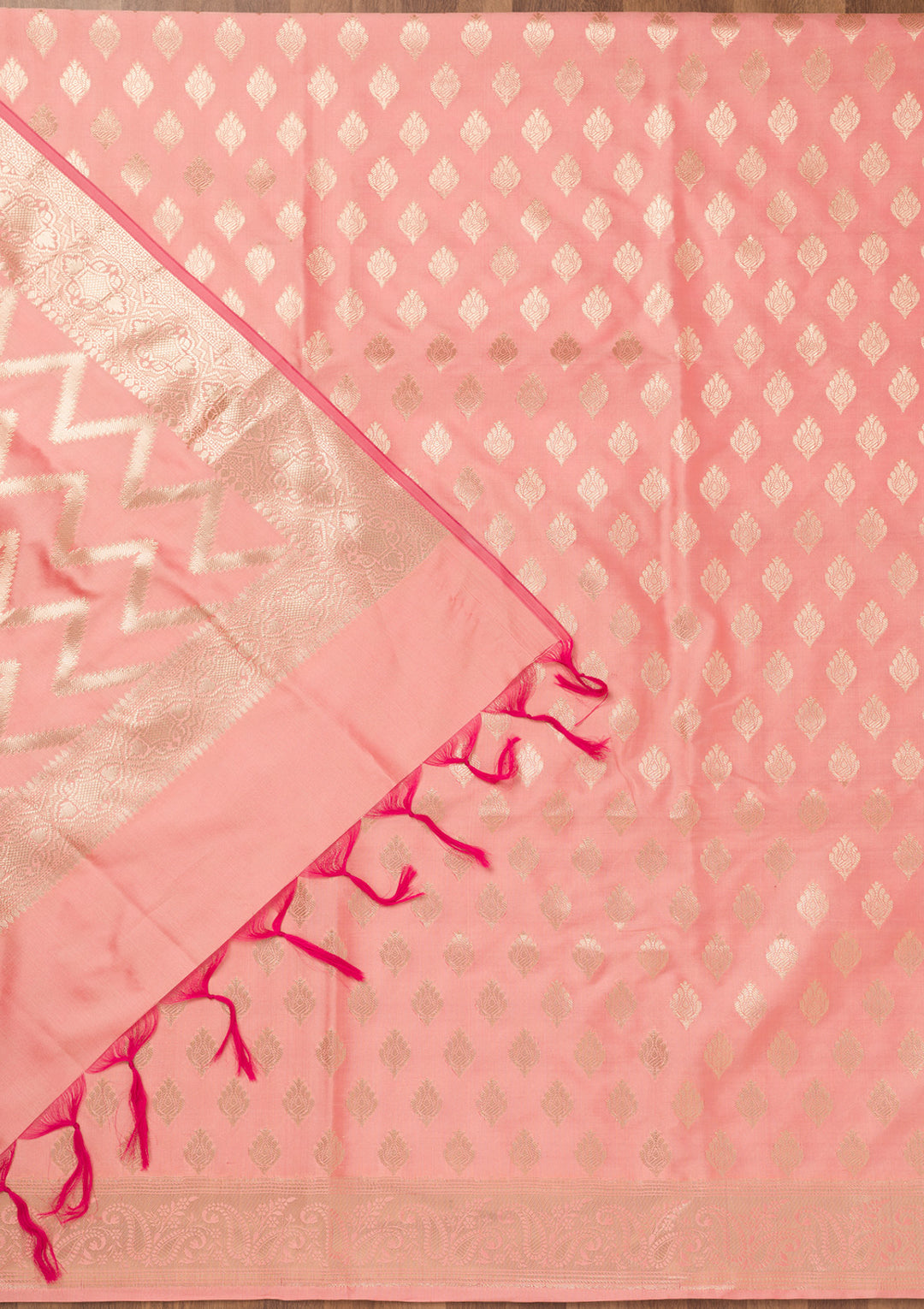 Peach Zariwork Banarasi Unstitched Salwar Suit