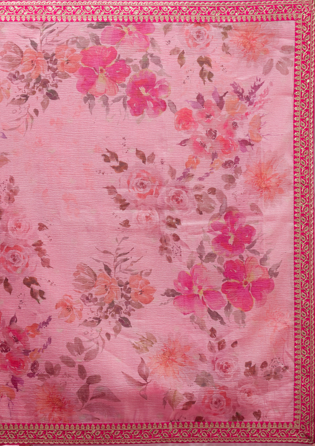 Peach Printed Georgette Saree