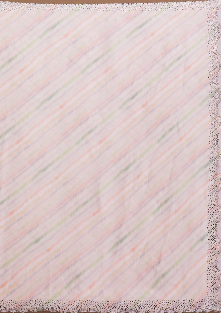 Peach Printed Satin Saree