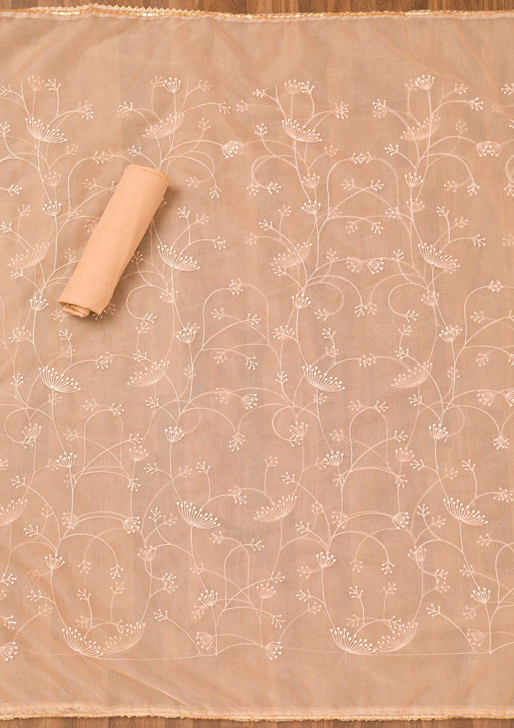 Peach Printed Tissue Unstitched Salwar Suit