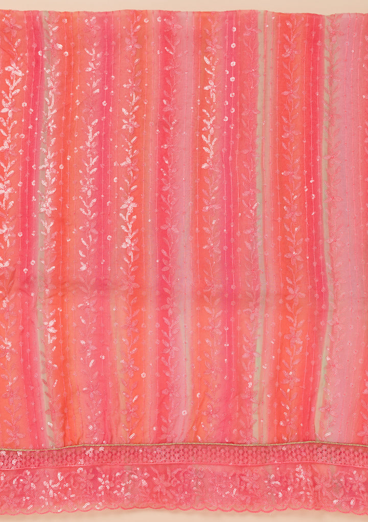 Peach Sequins Tissue Unstitched Salwar Suit