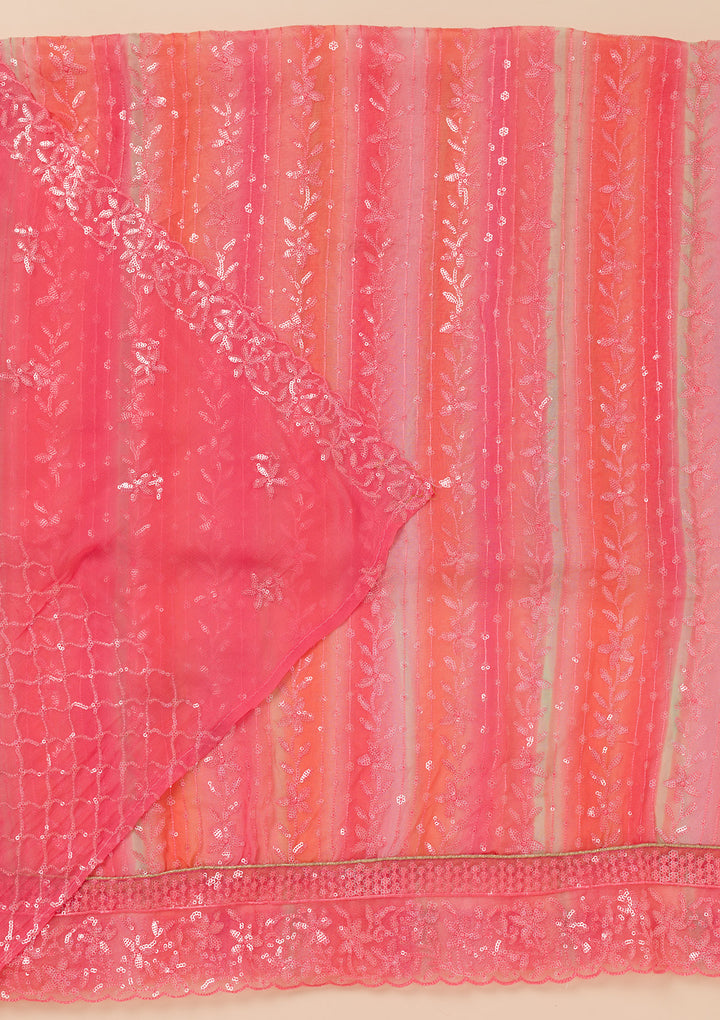 Peach Sequins Tissue Unstitched Salwar Suit