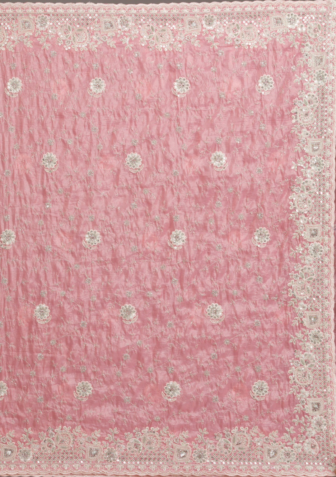 Peach Sequins Tissue Saree