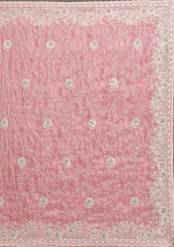Peach Sequins Tissue Saree