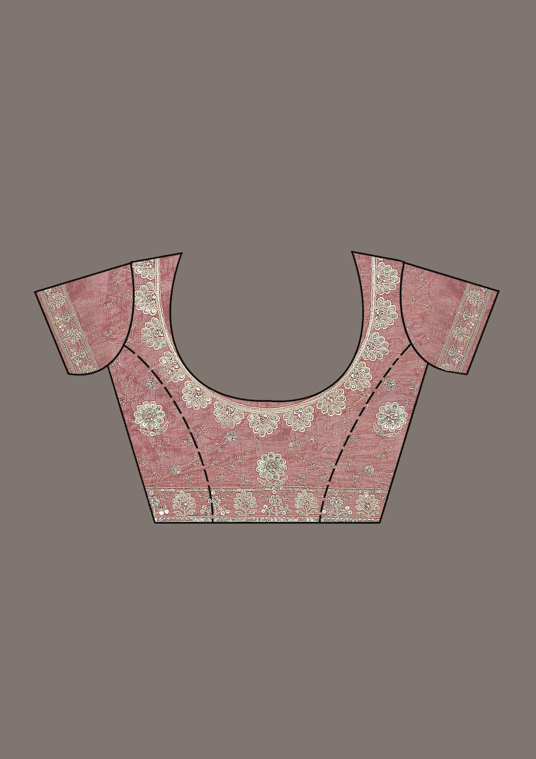 Peach Sequins Tissue Saree
