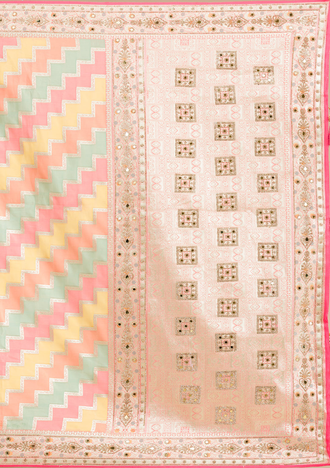 Peach Stonework Banarasi Silk Saree
