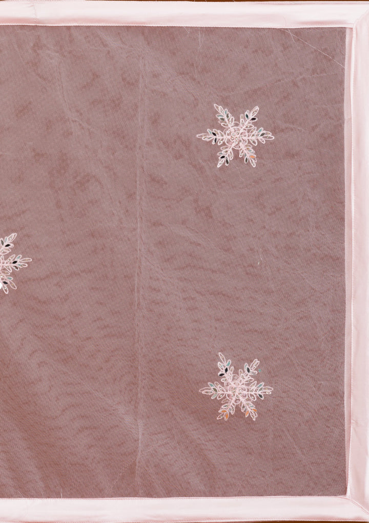 Peach Stonework Net Readymade Lehenga