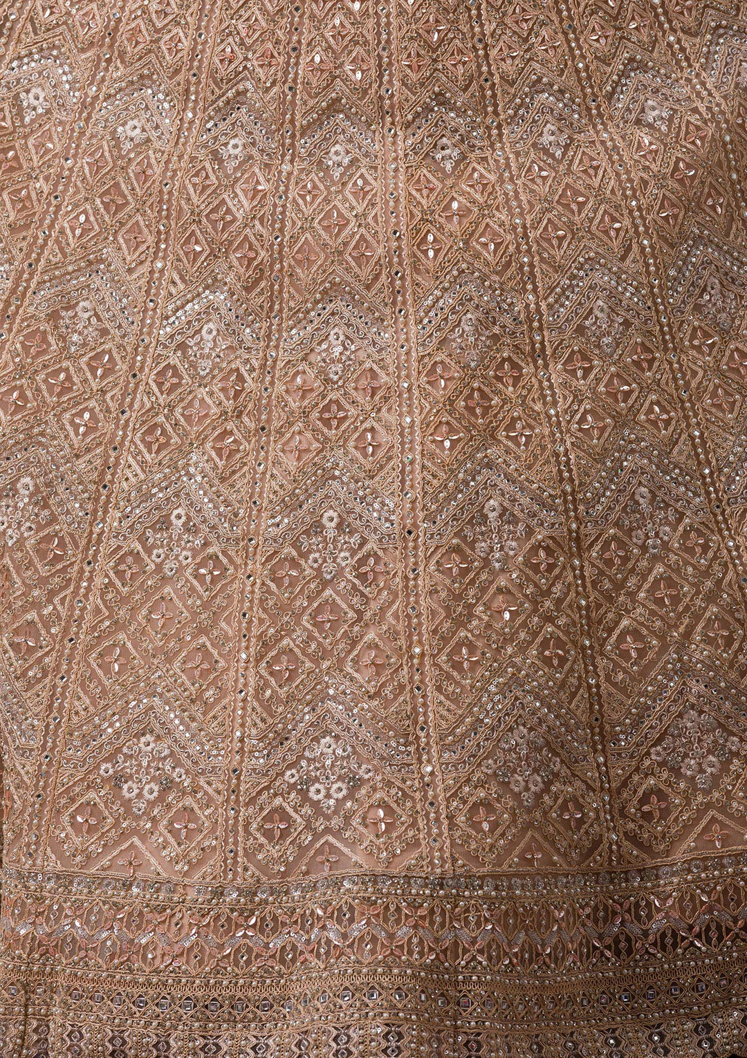 Peach Stonework Net Readymade Lehenga