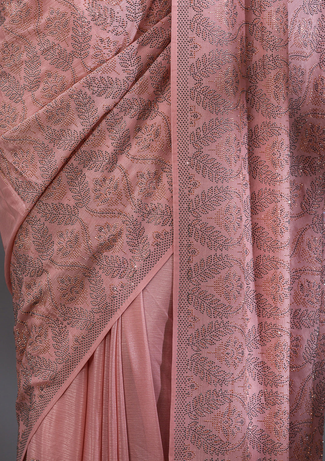 Peach Stonework Satin Saree