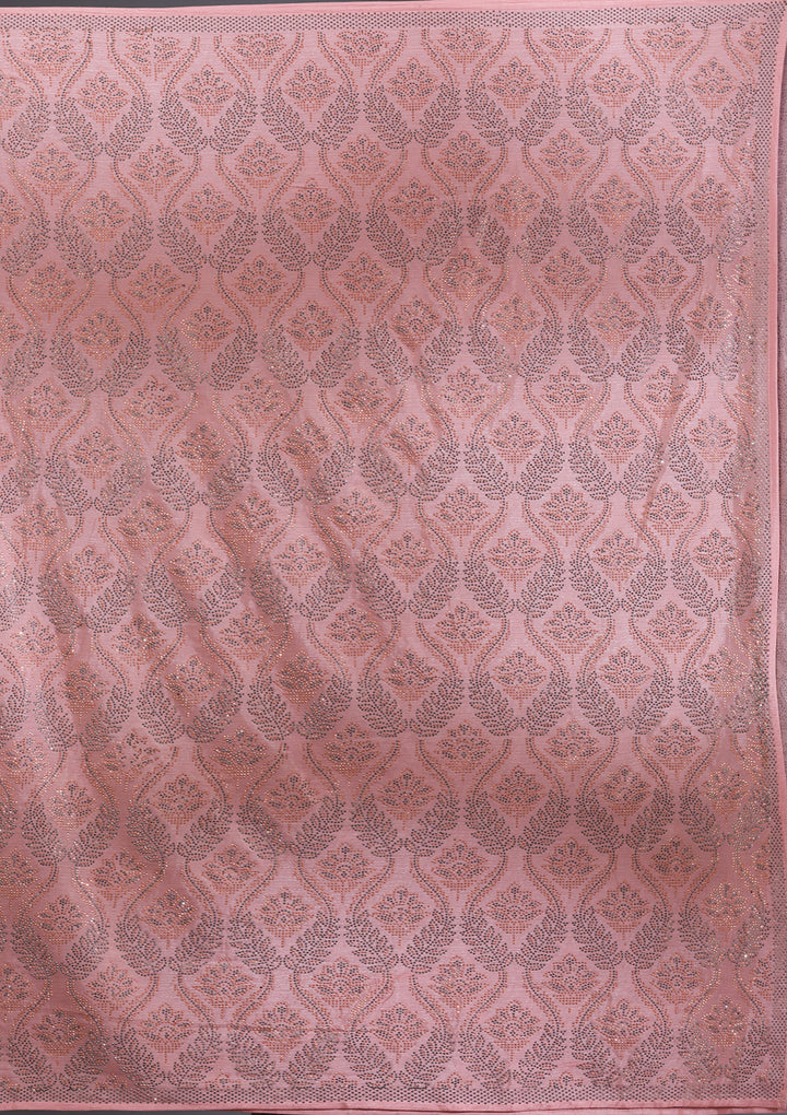 Peach Stonework Satin Saree