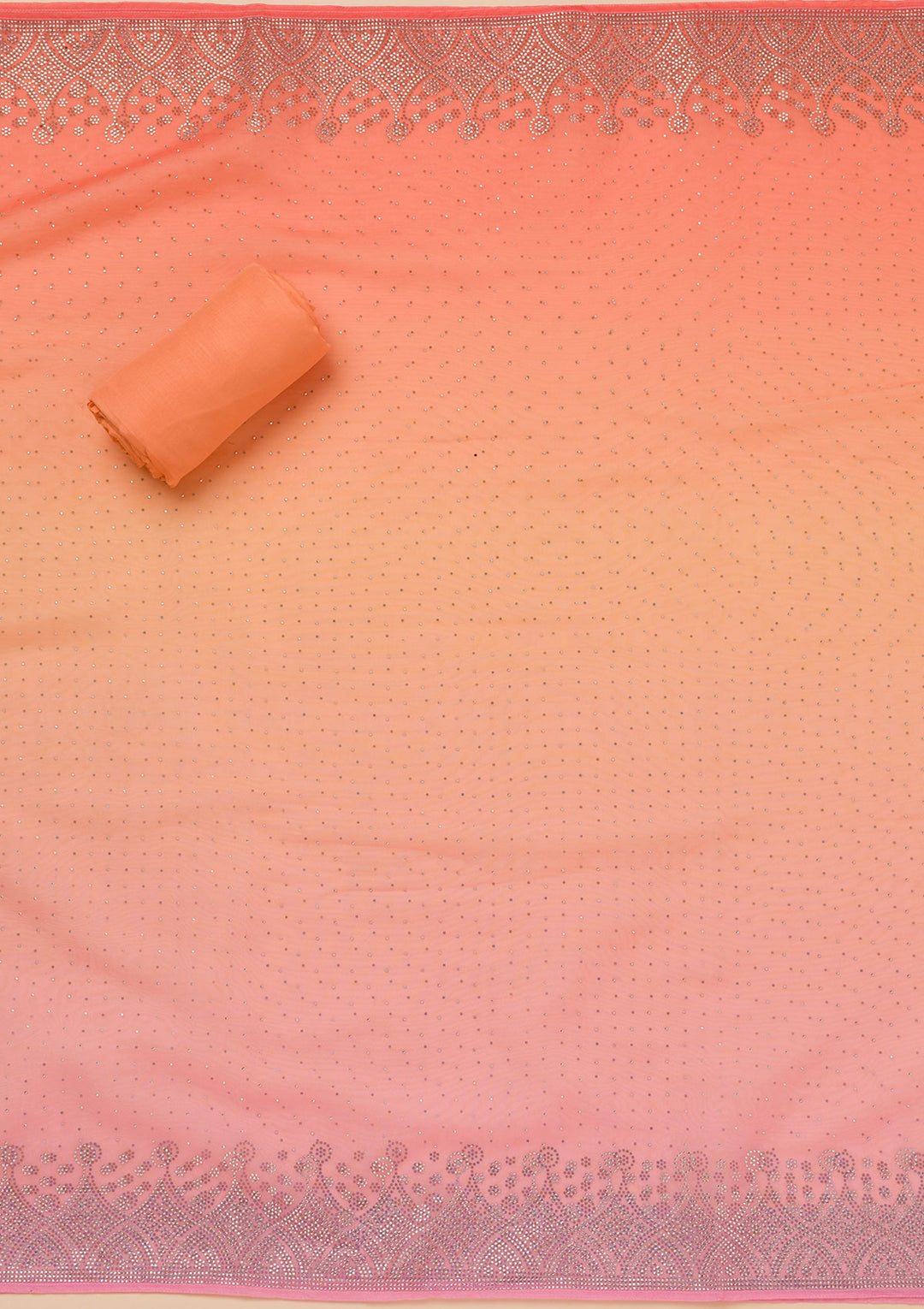 Peach Stonework Tissue Unstitched Salwar Suit