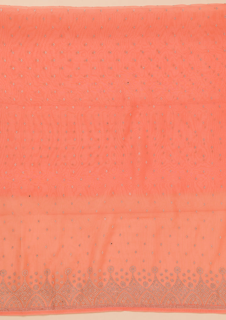 Peach Stonework Tissue Unstitched Salwar Suit